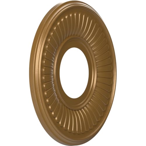 Image of Ekena Millwork CMP10BECGH Berkshire Thermoformed PVC Ceiling Medallion (Fits Canopies up to 4 1 /2 inch), 10 inchOD x 3 1 /2 inchID x 3 /4 inchP, Metallic Gold Rush