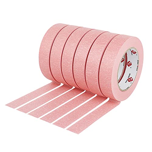 BOMEI PACK Pink Painters Tape 0.94-Inches x 55 Yards Painters Masking Tape Bulk - Residue-Free and Artisan Grade Wall Trim Tape 6 Pack