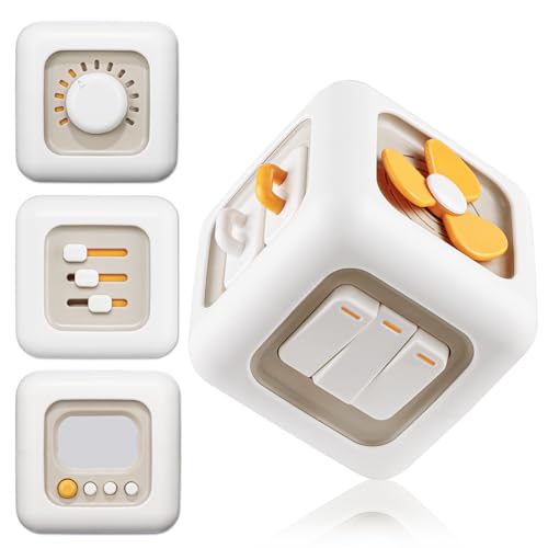 Image of Baby Activity Cube Montessori Toys for 1 Year Old, Car Travel Airplane Toys for Toddlers 1-3, Stocking Stuffers for Babies 12-18 Months, Christmas Birthday Gifts for 1 Year Old Boys Girls, Gray