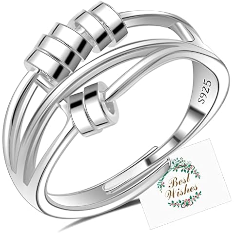Anxiety Ring Fidget Ring Silver Rings for Women Anxiety Rings for Women Daughter Fidget Rings for Anxiety Women Spinner Rings Thumb Rings for Women Anxiety Rings Women Gifts for Christmas Cover