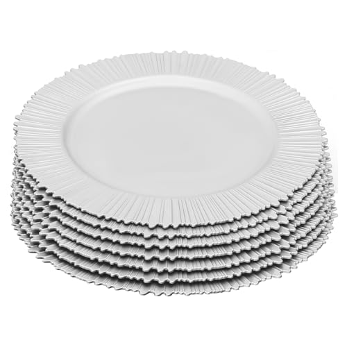 Platos cargadores redondos plateados 13 pulg set 100 miniatura 3