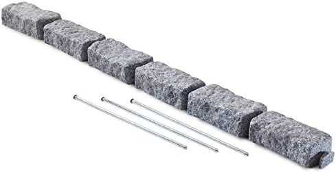 Beuta Landscape Edging | Garden Edging Border | Faux Stone Bricks for Lawn Edging, Flower beds, Pathways & Yard Edging– 1 Pack | Each Section Has 6 Bricks 48" L x 4" W x 2.25" H | 3 Spikes |Greystone