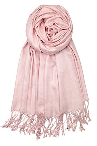 Achillea Soft Silky Solid Pashmina Shawl Wrap Scarf for Wedding Bridesmaid Dress (Baby Pink)