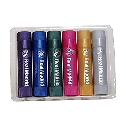 Cyp Brands - Caja De 6 Temperas En Barra Real Madrid C.f. Blanco Multicolor En Oferta Real Madrid- 6 Témperas En Barra De Colores Metálicos Pinturas Para Murales, Multicolor (Cyp 1)
