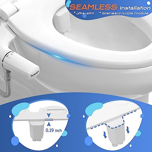 SAMODRA Ultra-Slim Hygienic Bidets Attachment for Existing Toilets - Adjustable Fresh Water Pressure Dual Nozzle (Frontal & Rear Wash) Easy to Install, Rose Gold - Image 4