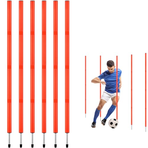 TOBWOLF 6PCS 6FT Adjustable Soccer Agility Training Poles, Slalom Training Agility Pole Set...