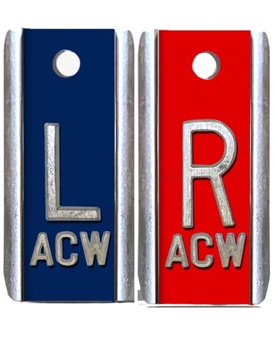 X-Ray Markers (Aluminum) - Blue/Red, Left & Right Set, 1/2" Lead Letters "L" & "R"