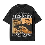Men's Womens Liam Rip Payne Shirt Youth&Adult Men Teen Mens Short-Sleeve Hawaiian T-Shirts,Crewneck Tops Fashion Oversized T Shirt Classic Cool Custom Tees Shirts Medium Black