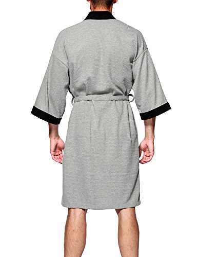 Haseil Men's Turkish Cotton Bathrobe Waffle Kimono Terry Cloth Hotel Spa Robes, Grey, X-Large #TOP3