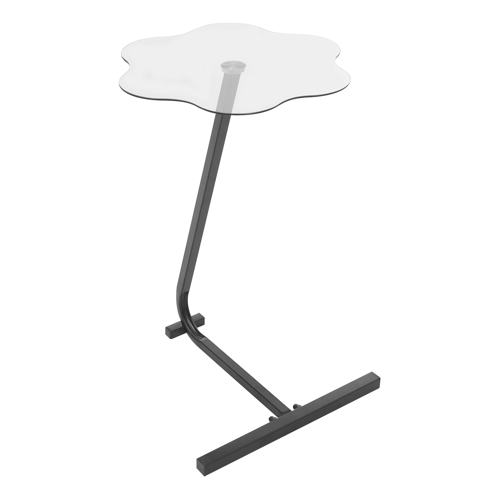 Table d'appoint en forme de Z 65 cm de hauteur avec plateau en verre pour