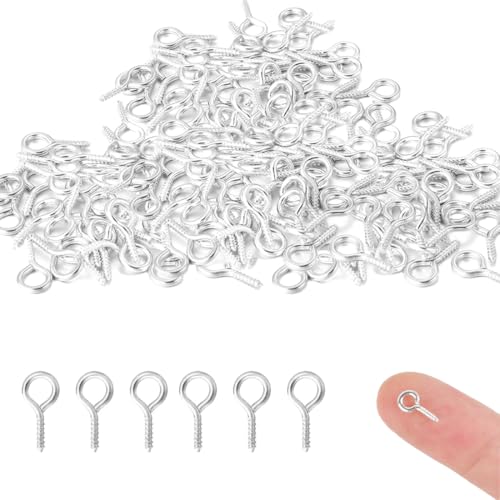 Androxeda 200 Piezas Ganchos De Tornillo, Hembrillas Cerradas, Pernos De Ojos Atornillables Cancamos Grandes Y Alcayatas Por Madera Artesanía Llavero（10Mm）
