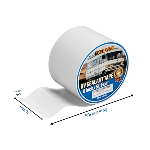 Image of RV Roof Tape White,6 Inch X 50 Feet RV Sealant Tape,RV Camper Roofing Repair Sealant Tape, Waterproof Leak Tape for RV Repair,UV Resistant, Weatherproof, for Boat Sealing, Camper,Tents