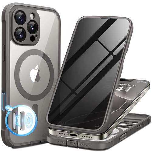 Coque iPhone 16 Pro antichoc compatible MagSafe avec verre trempé confidentialité intégré