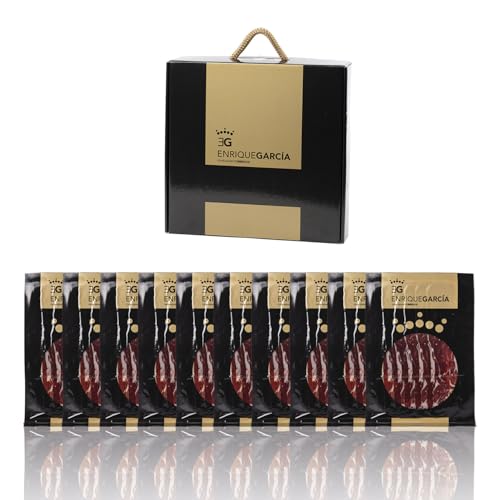 ENRIQUE GARCÍA   Paleta de Bellota Ibérica 75%, 10 Sobres Envasados al Vacío de, 100 g Aprox. Acabado plástico. Caja regalo de cartón. Corte a máquina