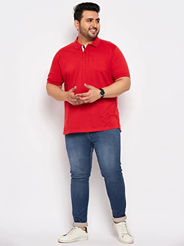 Image of Club York Men Cotton Blend Half Sleeve Polo Neck Solid Plus Size T-Shirt