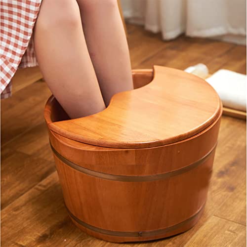 Tina de baño para pies de madera maciza con tapa miniatura 3