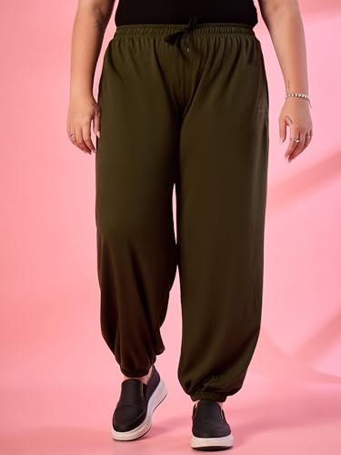 Image of ALZA Women's Cotton Oversized Joggers with Utility Pockets - Loose Fit High Waisted Track Pants for Gym, Yoga & Travel - Lightweight All-Season Lounge Sweatpants