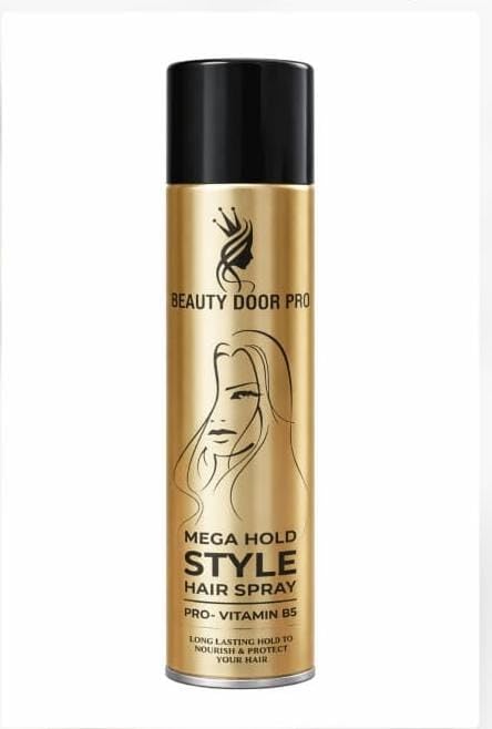 Beauty Door Pro Mega Hold Style Hair Spray with Pro-Vitamin B5, Long Lasting Hold, Nourishing and Protective-image-0