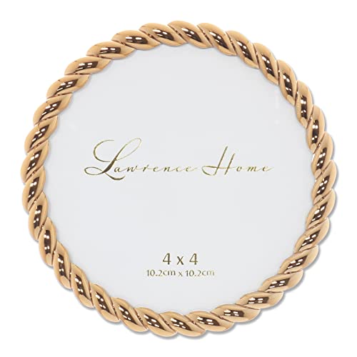 Lawrence Frames Rope Design Metallrahmen, 10 x 10 cm, rund, Gold