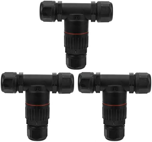Eujgoov 3Pcs IP68 3 Way T Shape Waterproof Connector Electrical Cable Connector Outdoor Industrial Accessories