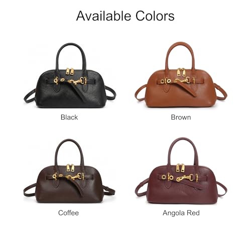 Image of Womens Leather Satchel Handbag, Top Handle Crossbody Purse | Genuine Leather, Structured Satchel, Small or Large, Top Handle, Crossbody Strap, Daily Carry, Work Travel