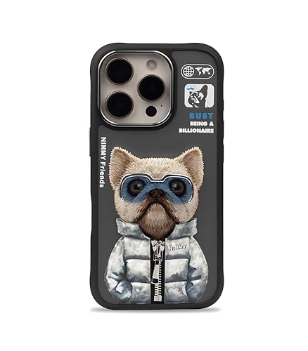 Image of Nimmy Dazzling MagSafe Embroidery Case for iPhone 16 Pro Max | 3D Animal Design | Shockproof Leather Finish Back Cover | MagSafe Compatible (Tall Rich & Handsome)