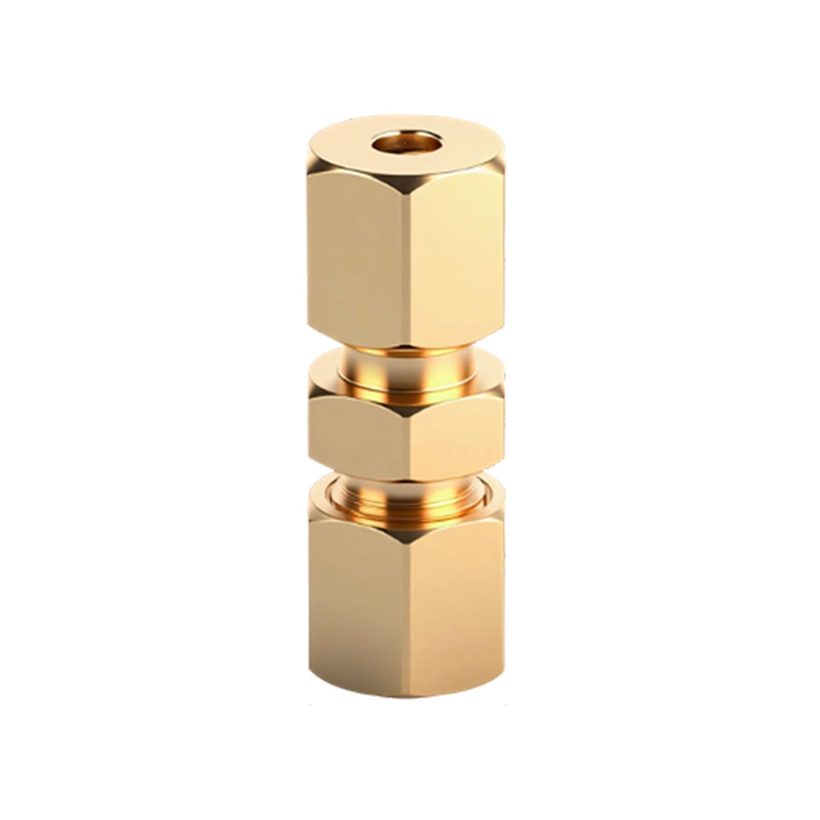 10Pcs Brass Compression Couplings Brass Straight Coupling Adapter for Copper Aluminum and Tubing Hydraulic Fitting