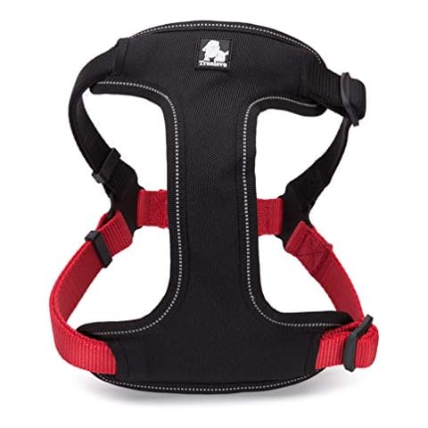 WINHYEPET True Love Dog Harness Reflective Pet Harness Adjustbale for Running Walking Padded Soft Mesh Dogs Vest Easy Control for Small Medium Large Pets TLH5951(Black/Red,L) Cover