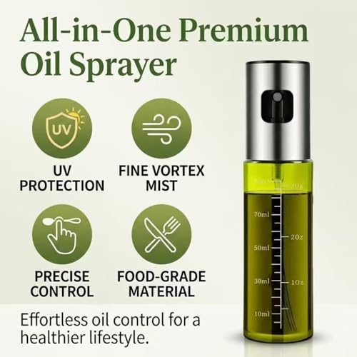 Image of Oil Sprayer for Cooking - Olive & Avocado Oil Spray Bottle, 100ml Food Grade Glass Mister with Adjustable Nozzle for Kitchen Gadgets, Air Fryer, Salad, Frying, BBQ (2PCS)