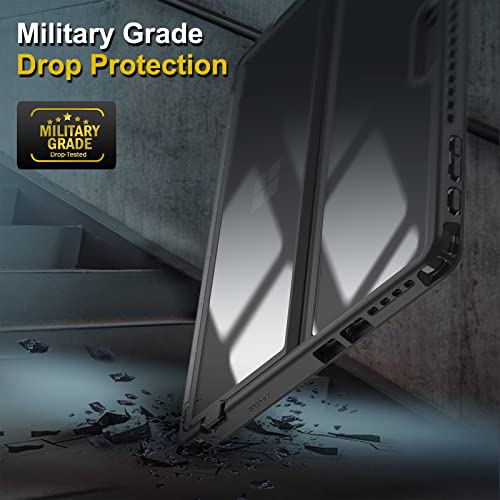 Fintie Hard Case for 13 Inch Microsoft Surface Pro 9 / Pro 9 5G (2022 Release) - Shockproof Folio Rugged Cover with Clear Transparent Back Shell Compatible with Type Cover Keyboard, Black