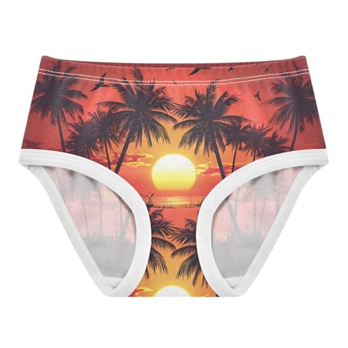 Girls Underwear Toddler 2t Cotton Panties Little Girl Fancy Briefs Girls Undies Sunset Palm Trees Orange Sky