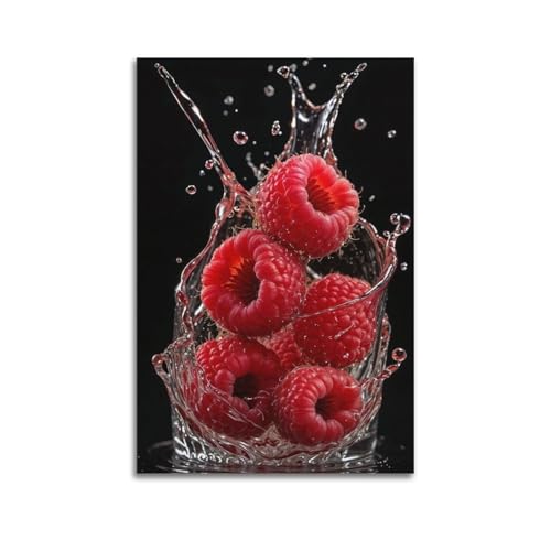 Poster artistique framboises pour une cuisine moderne chic