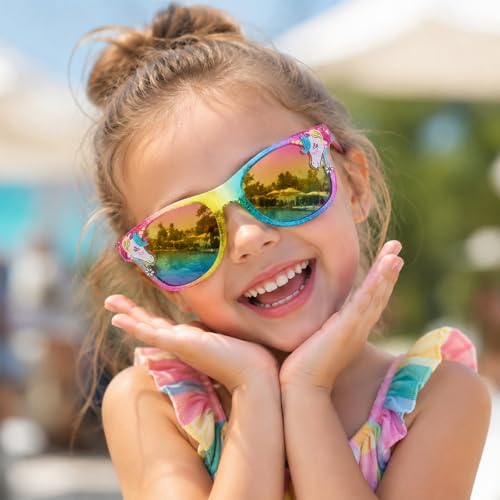Image of 3 Pairs Kids Sunglasses Girls,UV Protection Sunglasses Toddler Eyewear for Party Favors Beach Glasses Age 3-12