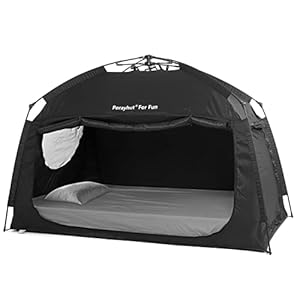 Indoor Instant Privacy Bed Tent for Sleeping,Quick Set-up Bed Canopies,Portable Bed Drapes with Large Space and 3 Doors (Black, Twin)