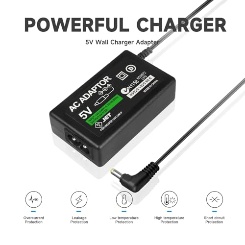 Image of Replacement PSP Charger AC Adapter 5V Compatible with Sony PSP 1000 PSP Slim & Lite 2000 3000 PSP-110 PSP-1001 Series PSP-1001, 2001, PlayStation 3001 E-1000 L-Shape Replacement Sony Power Cord