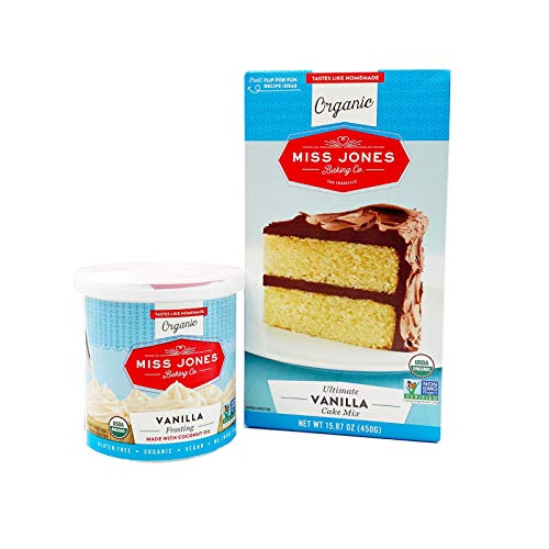 Miss Jones Baking Organic Cake and Cupcake Mix Bundled with Organic Buttercream Frosting, Perfect for Icing and Decorating, Vegan-Friendlyâ¦ (Vanilla)