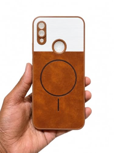Image of Bintage 2in1 Hard Slim Back Case | Soft Border Camera Protect | Dual PU Leather Finish Back Cover Compatible for Mi Redmi Note 7S - White & Brown