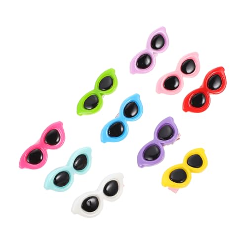 Hohopeti 10Pcs Mixed Color Pet Hair Clips Sunglasses Styling Clips for Cats and Dogs Portable Hairpins for Pet Accessories Lightweight and Chic Design for Grooming and Fun Events