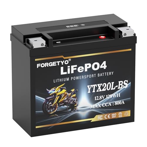 Lithium YTX20L-BS 800A LiFePO4 Motorcycle Battery 12V 10AH ATV UTV Jet Ski 4 Wheeler Snowmobile Tractor Generator and Riding Lawn Mower Battery