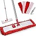 Eukue Bodenwischer Set, Chenille Wsichmopp mit 4 Moppkopf, Mikrofaser Wischer Flachmop Set mit Einstellbar Edelstahlgriff Geeignet für Alle Boden, Rot
