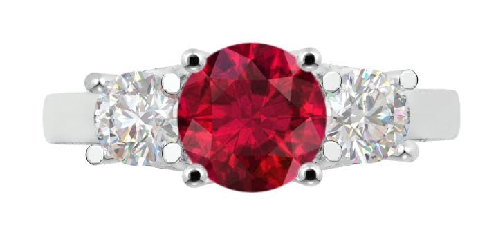 1-6 Carat Round 14K White Gold LAB GROWN Gemstone and LAB GROWN Diamond Engagement Ring (1ct Center, AAAA Heirloom Quality)2