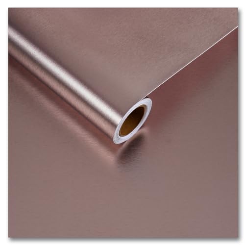 Papel pintado oro rosa efecto acero inoxidable vinilo adhesivo para cocina y muebles 30x200cm 3