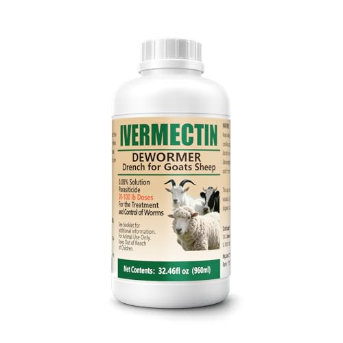 Unikuche Ivermectin Liquid Drench for Sheep Goats, Provides Treatment and Control of Adult and Fourth-Stage Larvae of The parasites 960ML