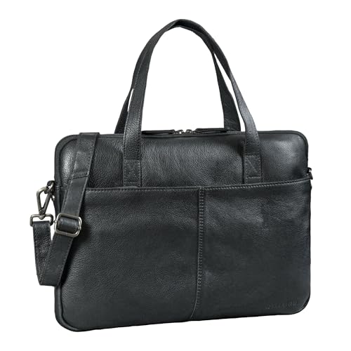 Sacoche ordinateur cuir noir STILORD pour PC 15.6 pouces