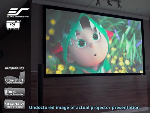 Image of Elite Screens 200 inch Fixed Frame Projector Screen, 4K /8K UHD ER200WH2 | ISF-Certified CineWhite UHD-B 1.3 Gain delivers accurate colors wide viewing angles and supports 4K /8K UHD HDR & Active 3D