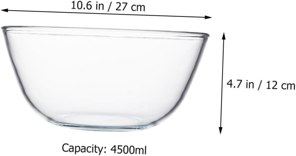 Baking Flour Bowl Glass Mixing Bowl for Beating Salad Preparation and Serving Versatile Capacity for Home Restaurant and Bar Use