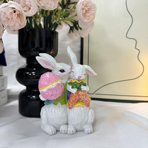 Statue en résine résistante aux chocs figurine lapin de Pâques durable