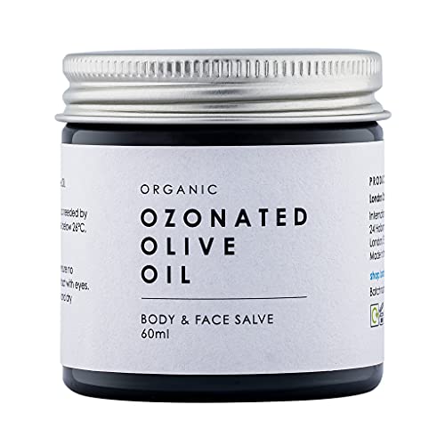 Organic Ozonated Virgin Olive Oil - Holistic Body, Face, Wound & Skin Treatment - Ozone Infusion for Inflammation, Bacterial, Fungal infections - Natural Healing - Clean Beauty 100% Organic, 60ml