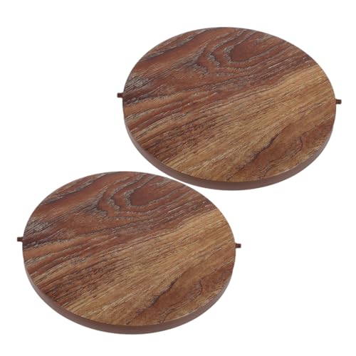 KOMBIUDA 2pcs Trash Can Lids Stylish Wood Grain Design Plastic Waste Bin Cover Easy Installation Odor Containment for Home Office Use