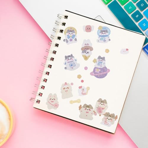 NICENEEDED 30 Sheets Cute Kpop Photocard Decorative Stickers, Cartoon Korean Decals, Animal Scrapbooking Decor Self Adhesive Colorful for Greeting Cards Album Decoration - Image 6